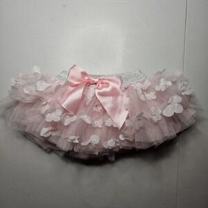 First Steps Baby Girl Tutu 0-12 Months Pink 3D Floral Bow Tulle Newborn Photo